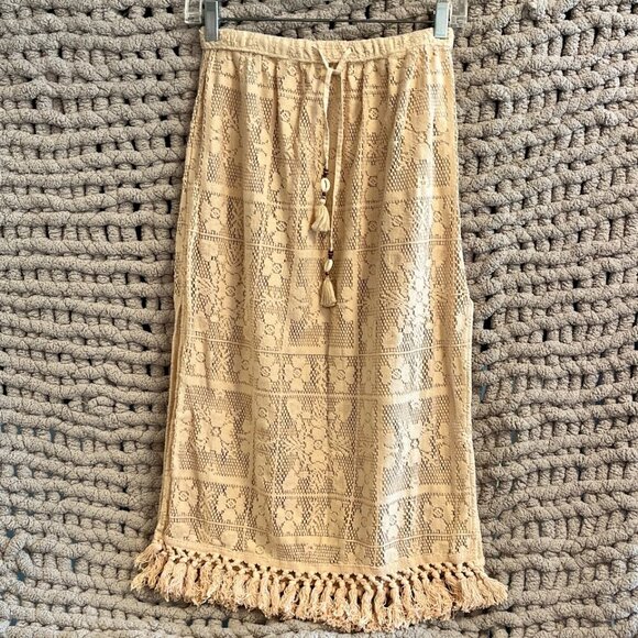 Aerie Patchwork Cream Floral Lace Swim Coverup Skirt Woman's XS - Picture 3 of 10